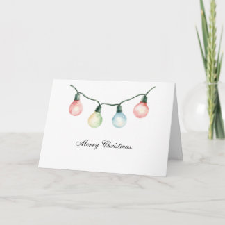 Merry Christmas Watercolor Lights Thank You Card