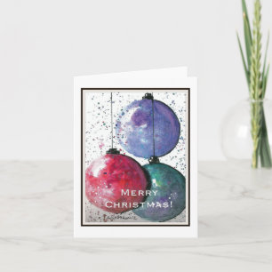 Merry Christmas, Watercolor Ornaments Abstract Art Card