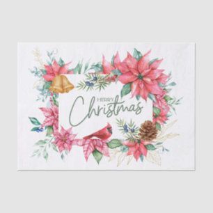 Merry Christmas Watercolor Poinsettia Flowers  Tissue Paper