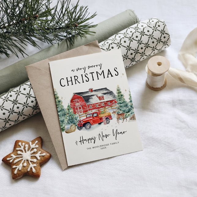 Merry Christmas | Watercolor Red Truck Holiday (Creator Uploaded)