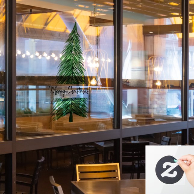 Merry Christmas Watercolor Tree  (Restaurant Window)