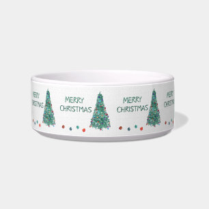 Merry Christmas Watercolor Tree Bowl