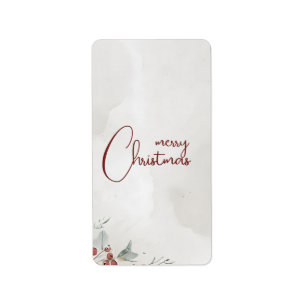 Merry Christmas Watercolor Winter Berry Non-Photo Label