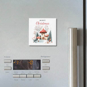 Merry Christmas Watercolor Winter Woodland  Magnet