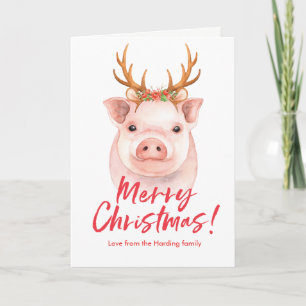 Merry Christmas watercolor wreath Christmas Card