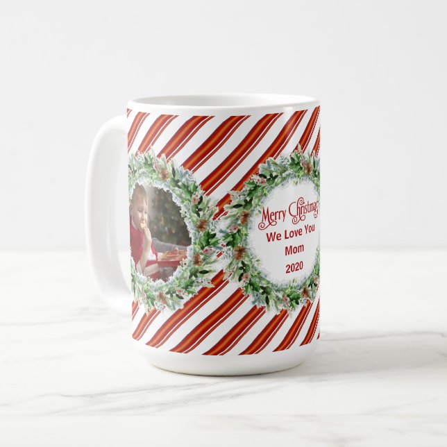 Merry Christmas We Love You Mom Photo Template Coffee Mug (Front Left)