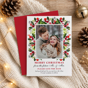 Merry Christmas Wedding Holiday Save the Date Card
