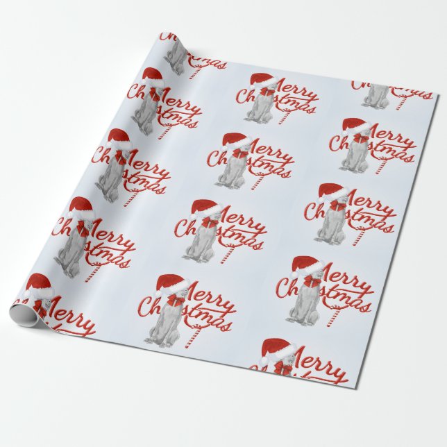 MERRY CHRISTMAS WEIMARANER WRAPPING PAPER (Unrolled)