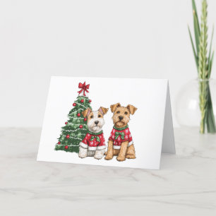 Merry Christmas Welsh Wire Fox Terrier Dogs Holiday Card
