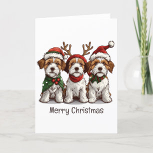 Merry Christmas Welsh Wire Fox Terrier Dogs Holiday Card