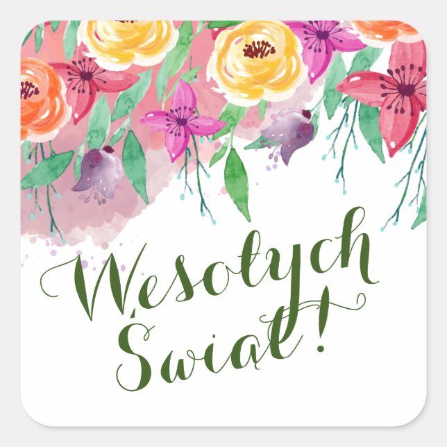 Merry Christmas Wesołych Świąt po polsku Square Sticker (Front)