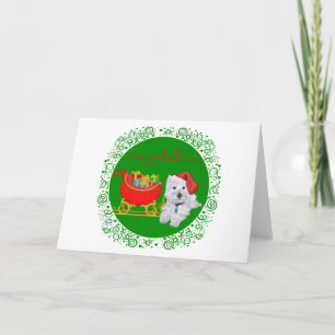 Merry Christmas Westie with Sleigh Holiday Card