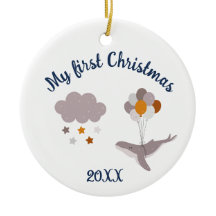 Merry Christmas Whale Beautiful Dream Ceramic Orna