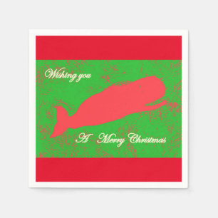 merry christmas whale paper napkins