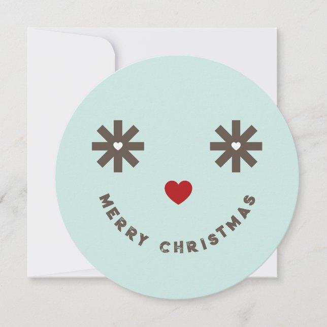 Merry Christmas Whimsical Funny Smiley Face Photo Holiday Card (Front)