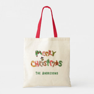 Merry Christmas Whimsical Gingerbread Candy Cane  Tote Bag