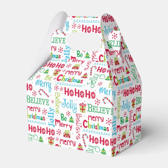 Merry Christmas Whimsical Modern Jolly Typography Favour Box (Front Side)