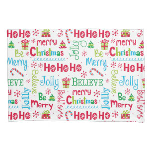 Merry Christmas Whimsical Modern Jolly Typography Pillowcase