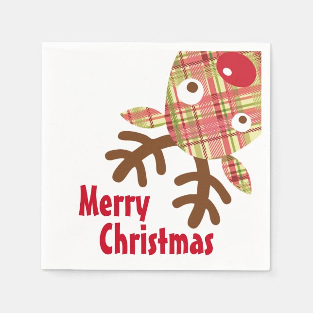 Merry Christmas Whimsical Reindeer Napkin (Front)