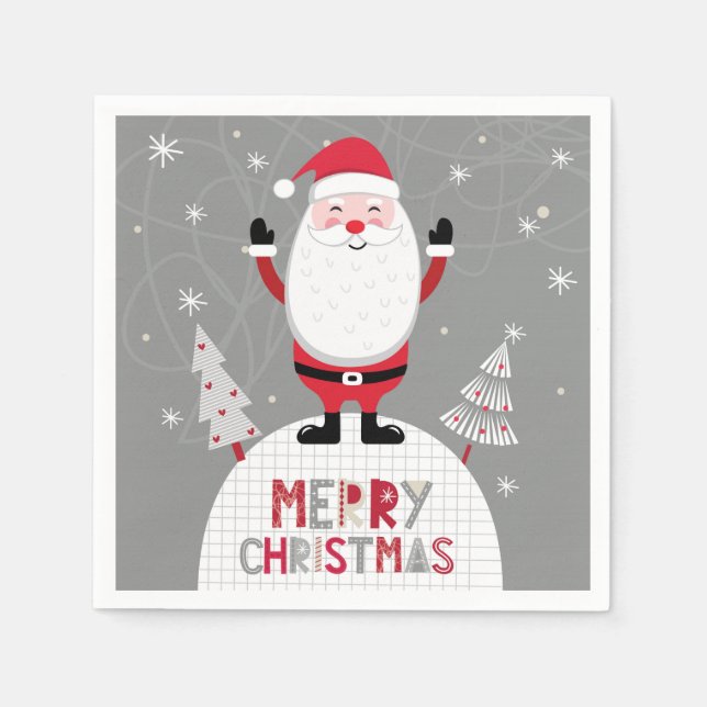 Merry Christmas Whimsical Santa Napkin (Front)