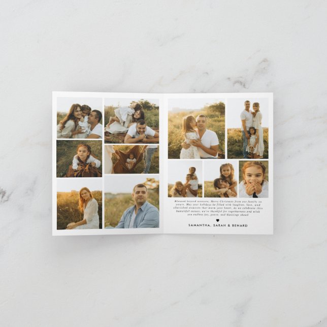 Merry Christmas Whimsical Script  Family 12 Photos Holiday Card (Inside)