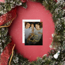 Merry Christmas Whimsical Script  Family  Photo