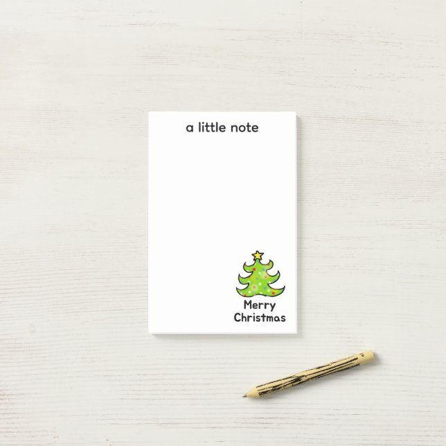 Merry Christmas Whimsical Tree Design Post-it Notes (On Desk)