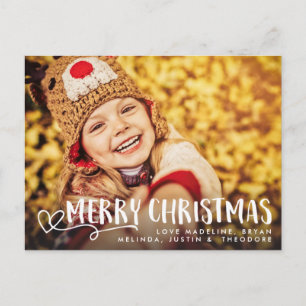 Merry Christmas White 2018 Holiday Photo Overlay Postcard