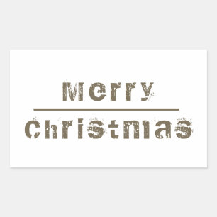 Merry Christmas White and Grey Holiday Rectangular Sticker