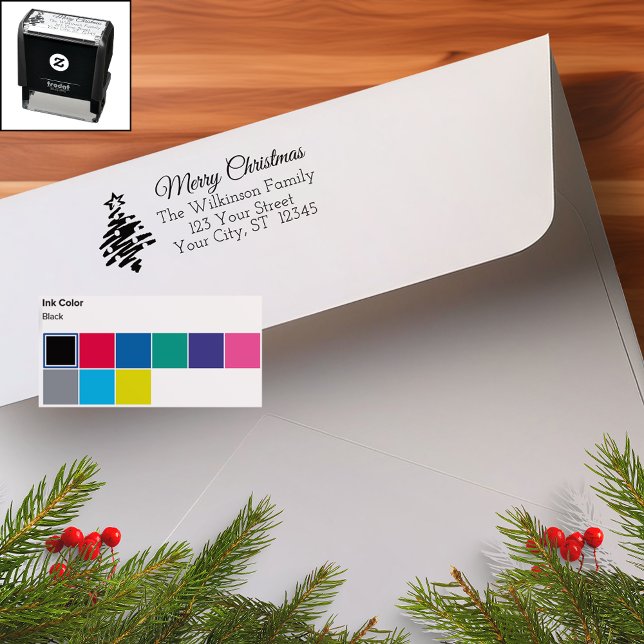 Merry Christmas White Black Modern Holiday Self-inking Stamp (Merry Christmas White Black Modern Holiday Self-inking Stamp)