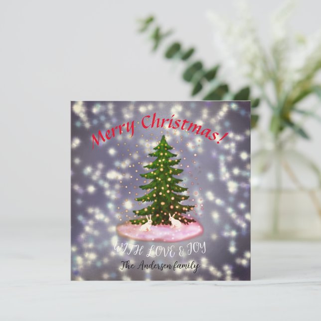 Merry Christmas white bunnies spruce (Standing Front)