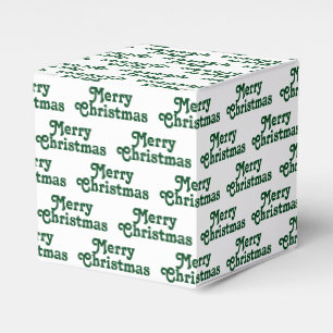 Merry Christmas white dark green cute text pattern Favour Box