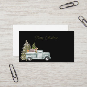 Merry Christmas White Farm Truck Christmas Trees Business Card