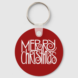 Merry Christmas White Keychain