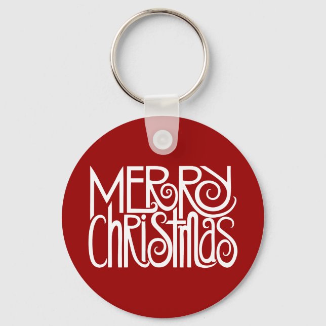 Merry Christmas White Keychain (Front)