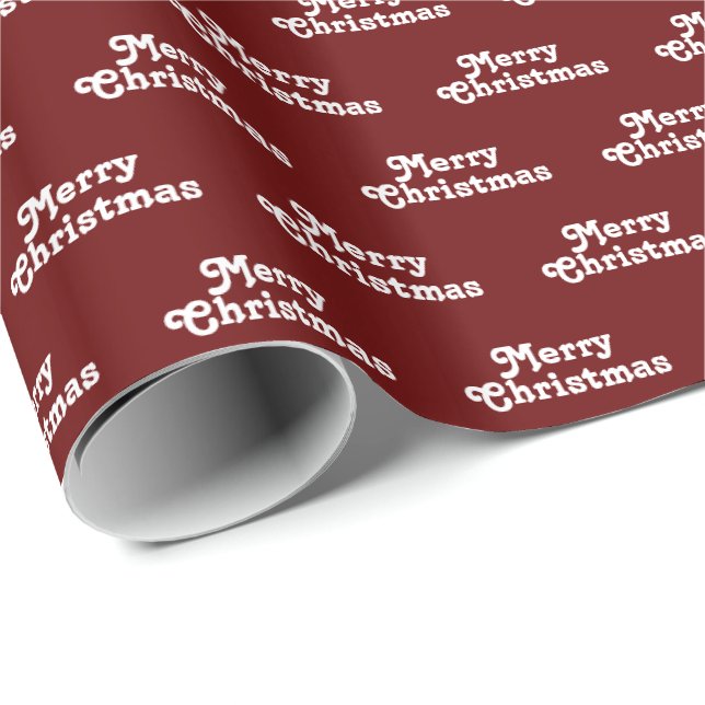 Merry Christmas white maroon burgundy wine holiday Wrapping Paper (Roll Corner)