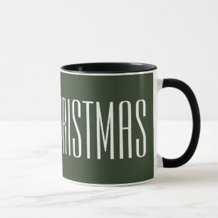 Merry Christmas - white on hunter green Mug