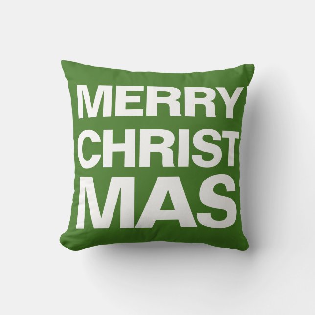 MERRY CHRISTMAS - white on red and white on green Cushion (Front)