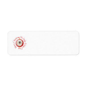 Merry Christmas White Pekingese Return Address Label
