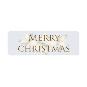 Merry Christmas White Poinsettia Envelope Sticker