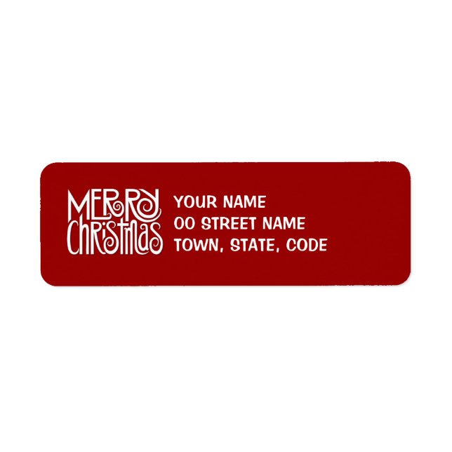 Merry Christmas white Return Address Label (Front)