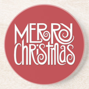 Merry Christmas White Round Coaster