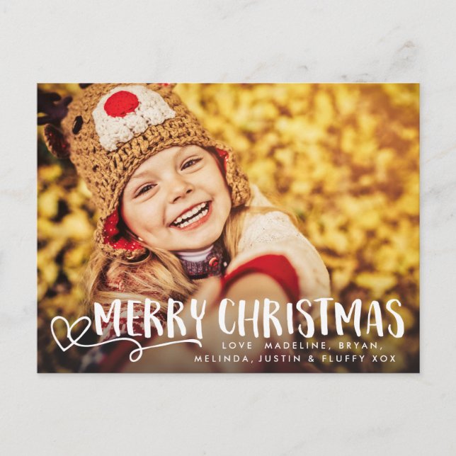 Merry Christmas White Script Holiday Photo Overlay (Front)