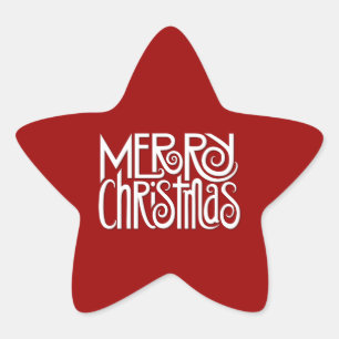 Merry Christmas white Star Sticker