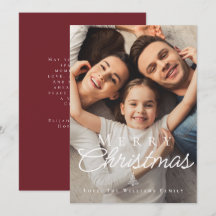 Merry Christmas White Text Overlay Photo Elegant