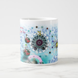 Merry Christmas Wind Santa Claus Sock Large Coffee Mug