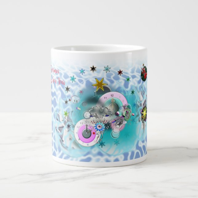 Merry Christmas Wind Santa Claus Sock Large Coffee Mug (Front)