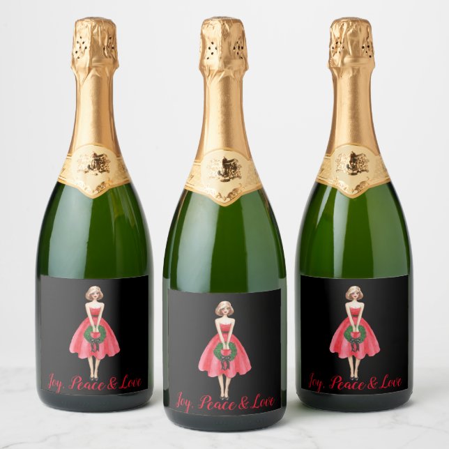 Merry Christmas wine and Sparkling Wine label (Bottles)