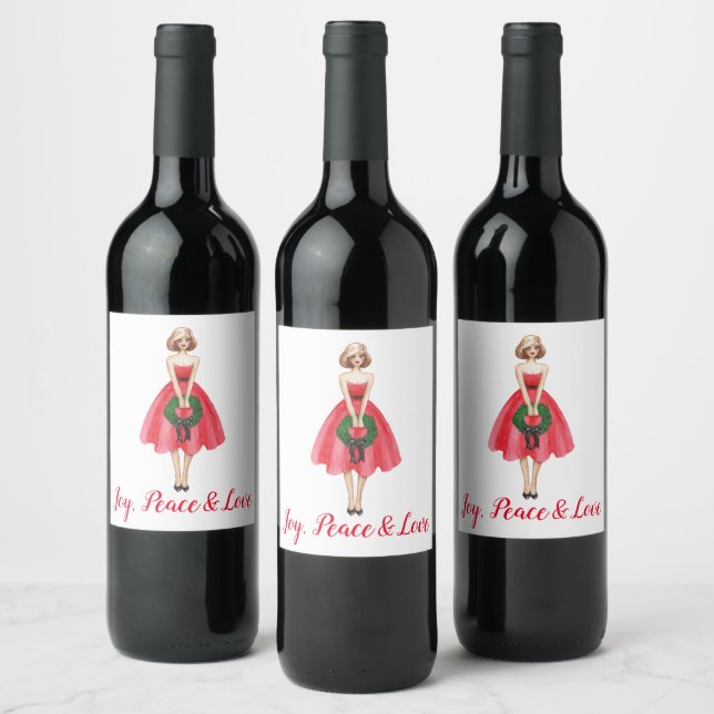 Merry Christmas wine and Sparkling Wine label (Bottles)