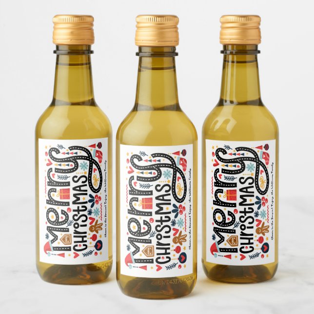 Merry Christmas Wine Label (Bottles)